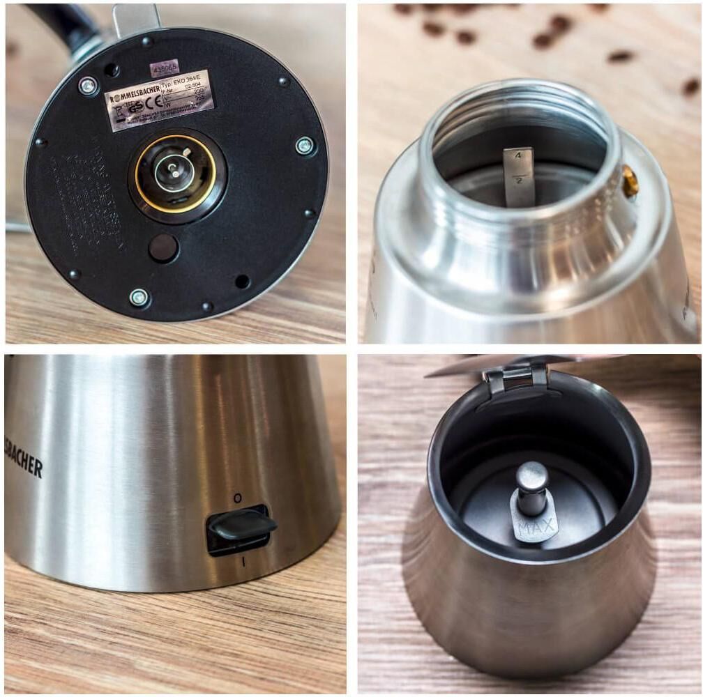 ROMMELSBACHER Espressokocher "20.EKO 364E", silber (silberfarben), B:11,5cm H:17cm T:11,5cm, Kaffeemaschinen, 4 Tassen, Espressokocher silberfarben Einheitsgröße