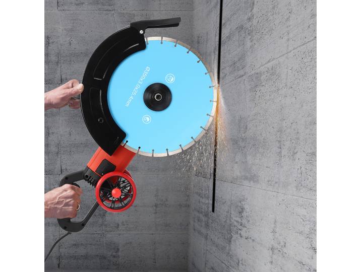 Scie à béton électrique 4KW avec lame + rouleau de 350mm, scie circulaire à découper portative, Machine à rainurer les murs, 3000 tr/min