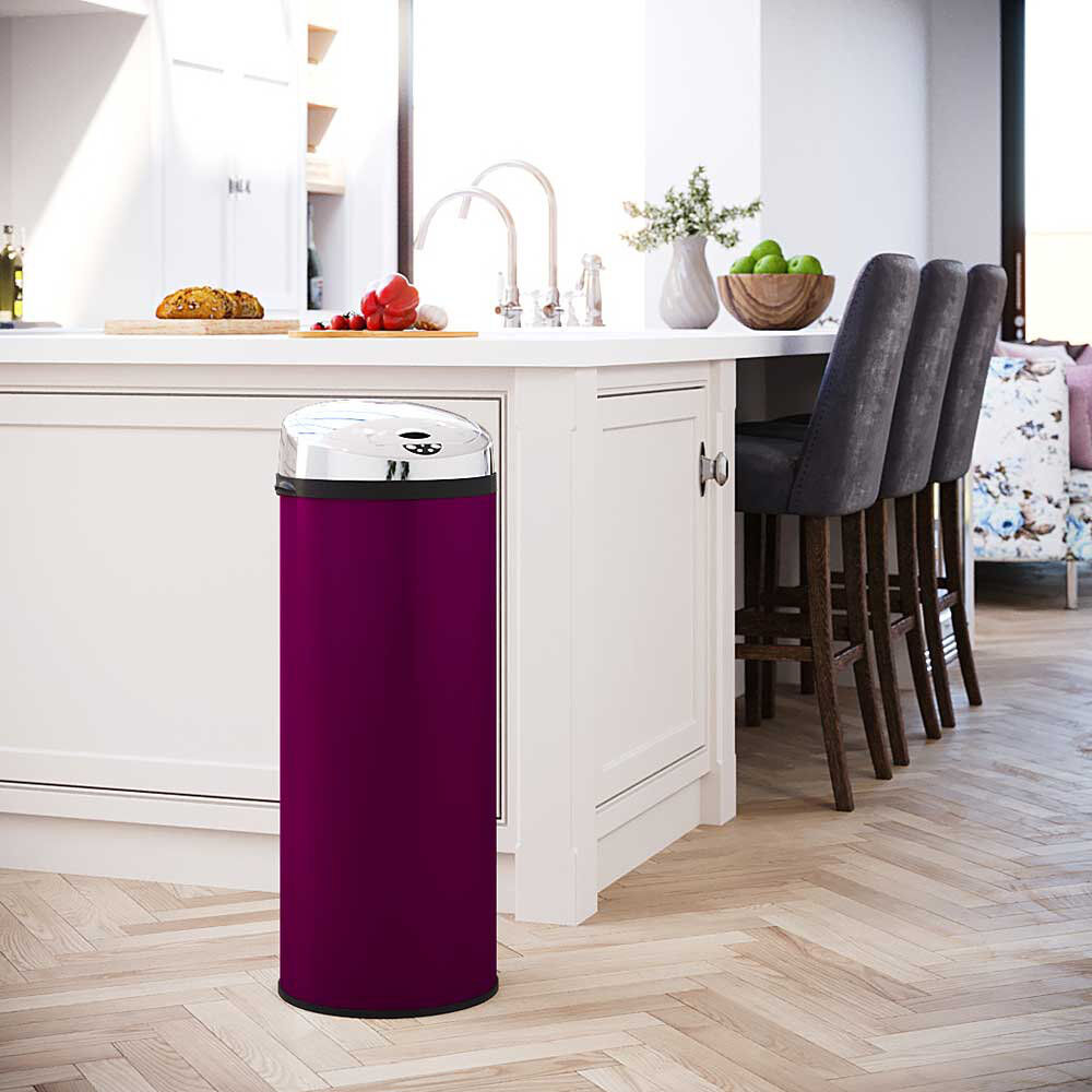 Symple Stuff Ladson Steel Motion Sensor and Odour Seal Kitchen Rubbish Bin Purple 50L