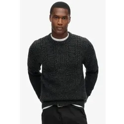 Superdry für Herren. M6110638A Flechtstrickpullover Jacob dunkelgrau (L), Lässig, Acryl, Nachhaltig