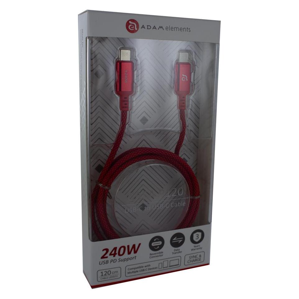 Adam Elements Adam Cotton 240W USB-C Ladekabel 1.2m Rot (1.20 m, 240 W) (ACBADP120RD)