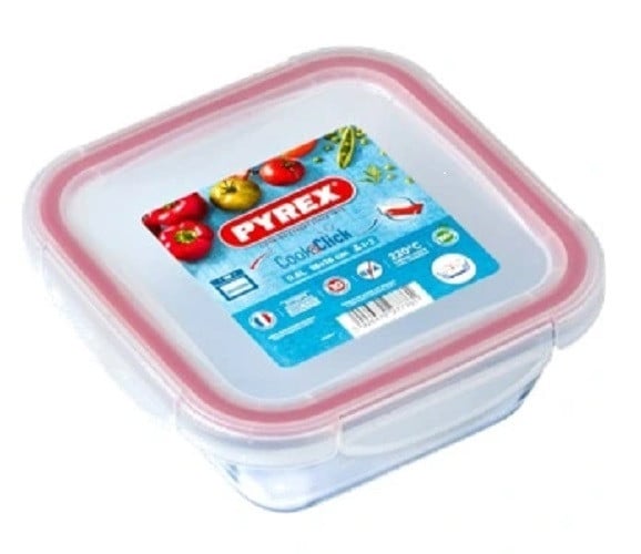 Pyrex COOK&CLICK luchtdichte hittebestendige glazen bewaardoos, 2 liter
