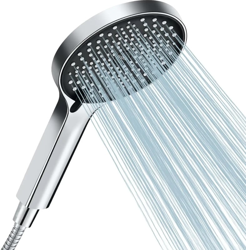 Cobbe Waterbesparende regendouchekop met slang en 3 straalstanden, zwart/chroom