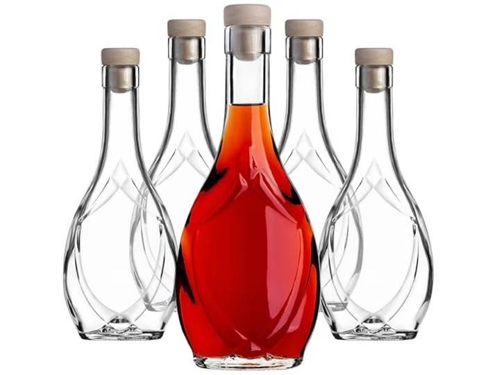 KADAX Lot de 50 Bouteilles en Verre 250ml – Petites Bouteilles vides à Bouchon en liège pour liqueurs\, schnaps & Cadeaux