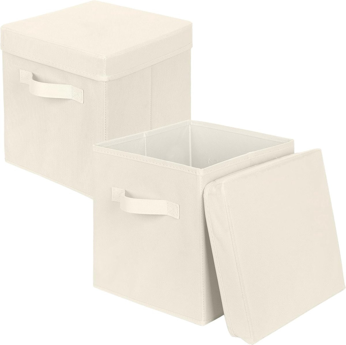 Powerking Opbergdoos met deksel, 2 stuks opvouwbare stoffen opbergemmers voor kleding en speelgoed