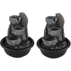 2x Tischbrunnen Zimmerbrunnen Wohnzimmer LED Warmweiß Schwarz Aufbau H 19 cm
