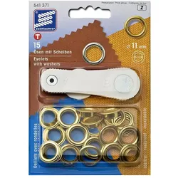 ProPlus SF_957011 Satz Messing Ösen 11mm 15 Stück im Blister Einschlagwerkzeug