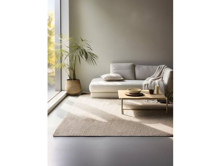 Hanse Home Tapis Naturel Tissé à la Main - Jute Bohème pour Salon\, Chambre\, Salle à Manger\, Couloir\, Cuisine - Beige Doré