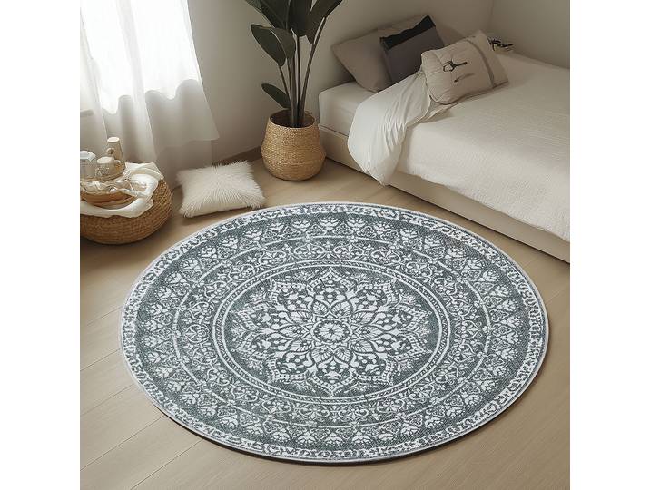 Kurzflorteppich Targo Rund Grau/Dunkelgrau Ø 160cm Mischgewebe