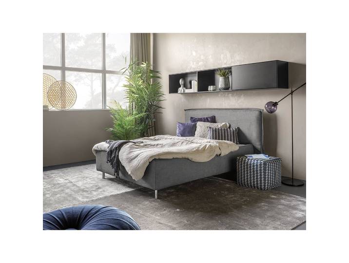 Polsterbett Homely 180 x 200cm Flachgewebe Nona Grau Buche