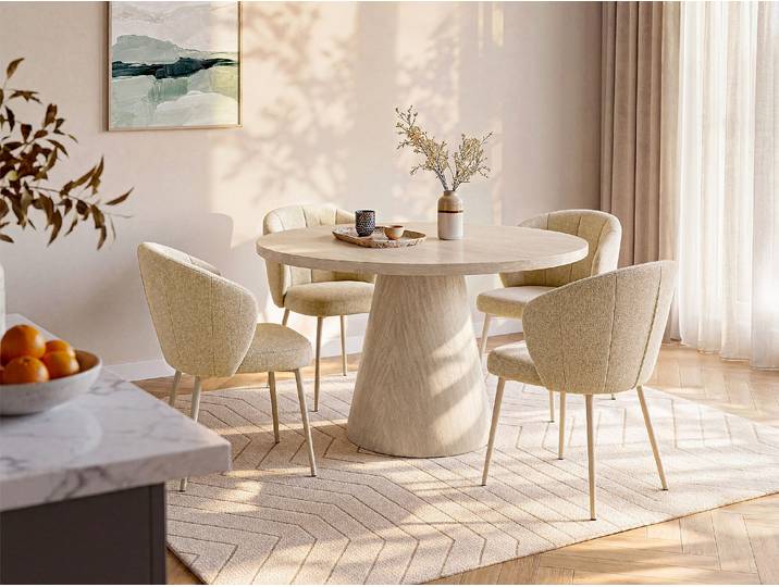 Esstisch 4 Personen - MDF - Travertin-Optik - Taupe - LARIOZA