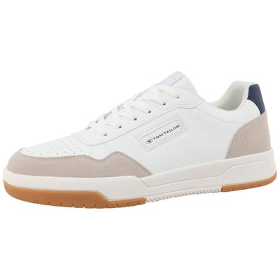 Keilsneaker TOM TAILOR, Herren, Gr. 40, Textil, weiß (weiß, beige), Lederimitat, Schuhe, Freizeitschuh, Halbschuh, Schnürschuh mit Lochmuster