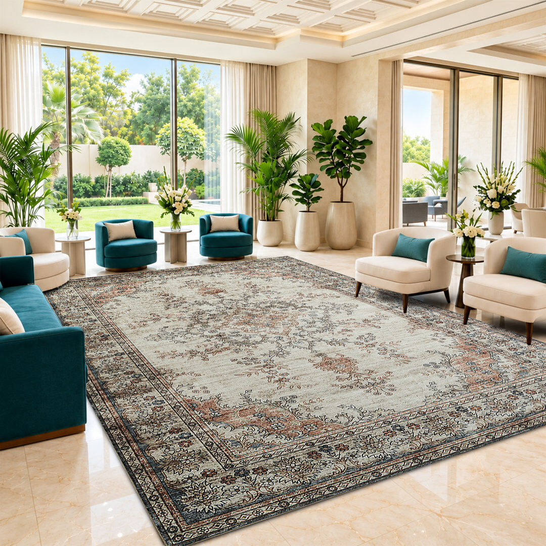 Langley Street Camilla Vintage Look Shaggy Washable Area Rug TIMELESS Rectangle 80 x 150cm