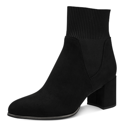 Stiefelette MARCO TOZZI, Damen, Gr. 37, schwarz, Textil, Veloursleder, unifarben, Schuhe Stiefelette, Ankle Boots, Herbststiefelette mit stylischem Textil-Einsatz