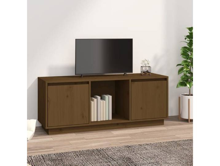Meuble TV Marron miel 110 5x35x44 cm Bois de pin massif 814342