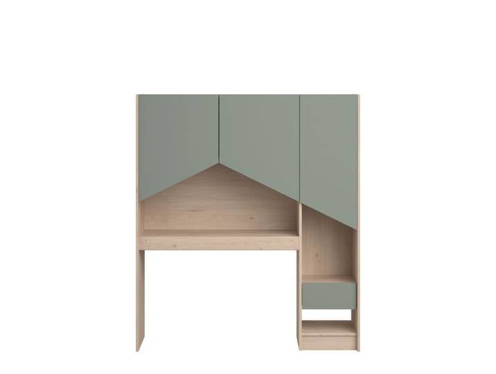 Environnement lit ou bureau SHELTER imitation chêne et vert