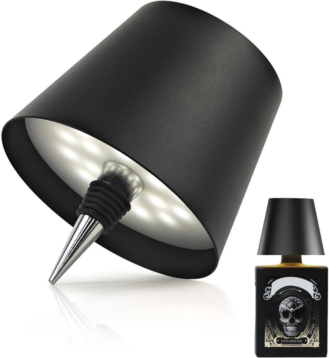 GELLDG Flessenlamp Zwart - Oplaadbare Draadloze Tafellamp met Touchbediening en Dimfunctie