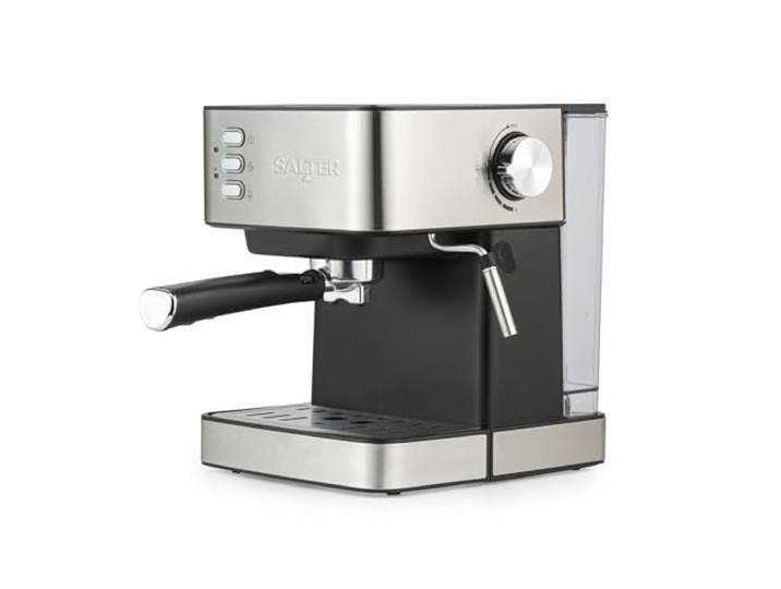Salter Manuelle Espressomaschine mit Milchaufschäumer, kompatibel mit gemahlenem Kaffee, italienischer Druckpumpe mit 15 Bar, abnehmbarer 1,6 l Wassertank, inkl. Messlöffel