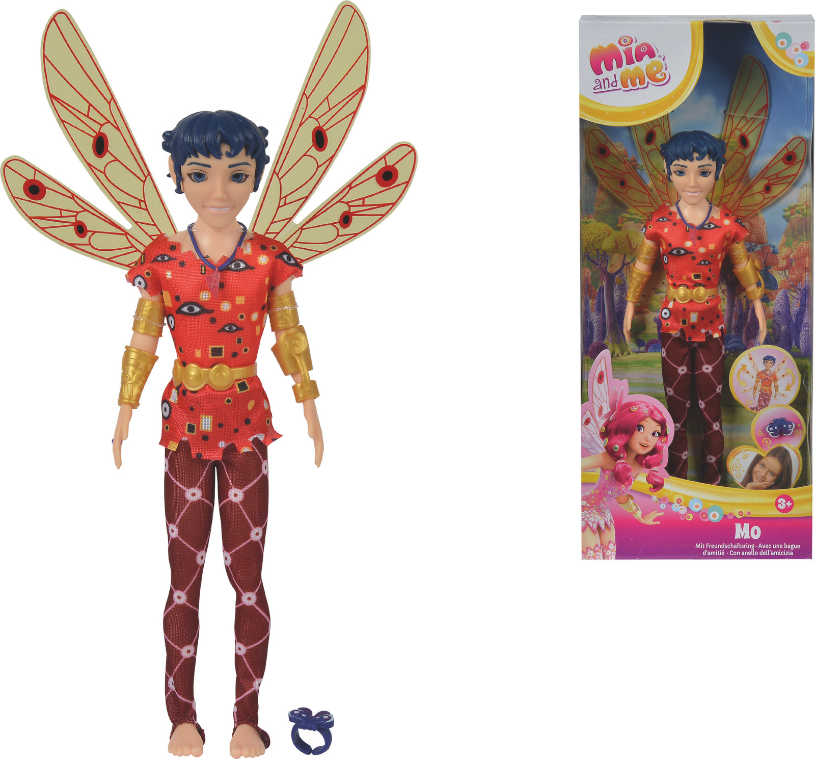 Mia & Me Simba Mia Knuffelpop met 6 accessoires en vriendschapsring, 24,5 cm