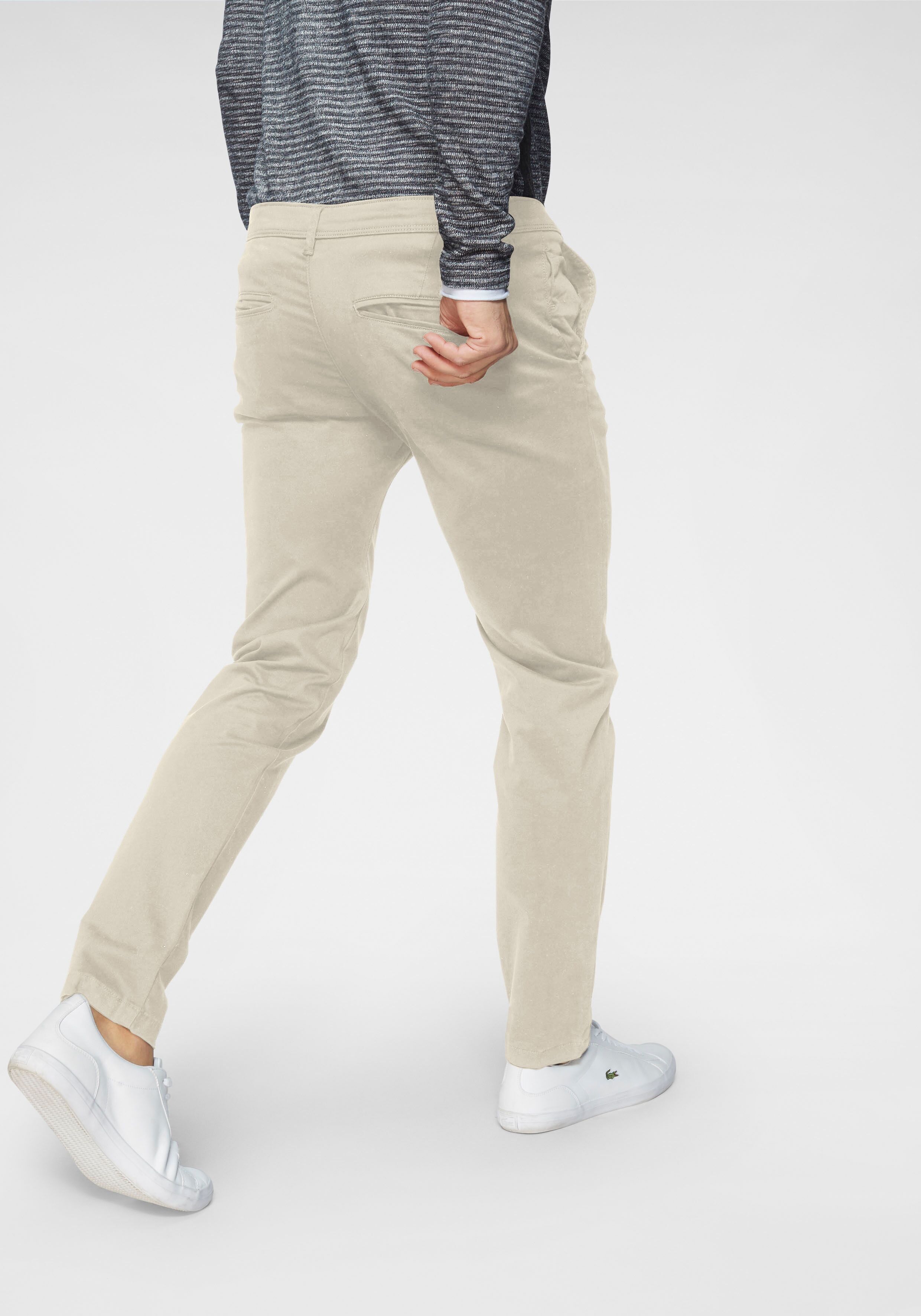 Chinos JACK & JONES "JPSTOLLIE JJDAVE CHINO", Herren, Gr. 31, Länge 32, beige (crockery), Web, Obermaterial: 98% Baumwolle, 2% Elasthan, unifarben, regular fit normal, Hosen Chinos, Säume zum Umschlagen crockery 31, Länge 32
