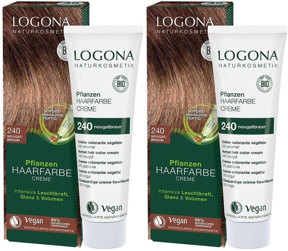 LOGONA Pflanzen Haarfarbe Creme 240 nougatbraun 2x 2x150 ml
