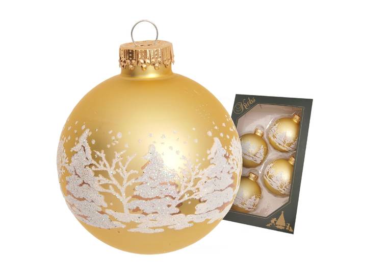 Weihnachtsbaumkugel KREBS GLAS LAUSCHA Weihnachtskugel Winterwald gold 7cm , goldfarbig, B:7cm H:7cm T:7cm Ø:7cm, Glas, Weihnachtsbaumkugeln, Weihnachtsbaumkugel, Dekoriert mit Liebe zum Detail