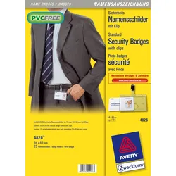 Avery Zweckform Namensschilder 85x54 mm mit Clip 25 Stück