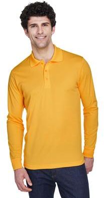 CORE365 88192 Men's Pinnacle Performance Long-Sleeve Piqué Polo Shirt in Campus Gold size 3XL   Polyester