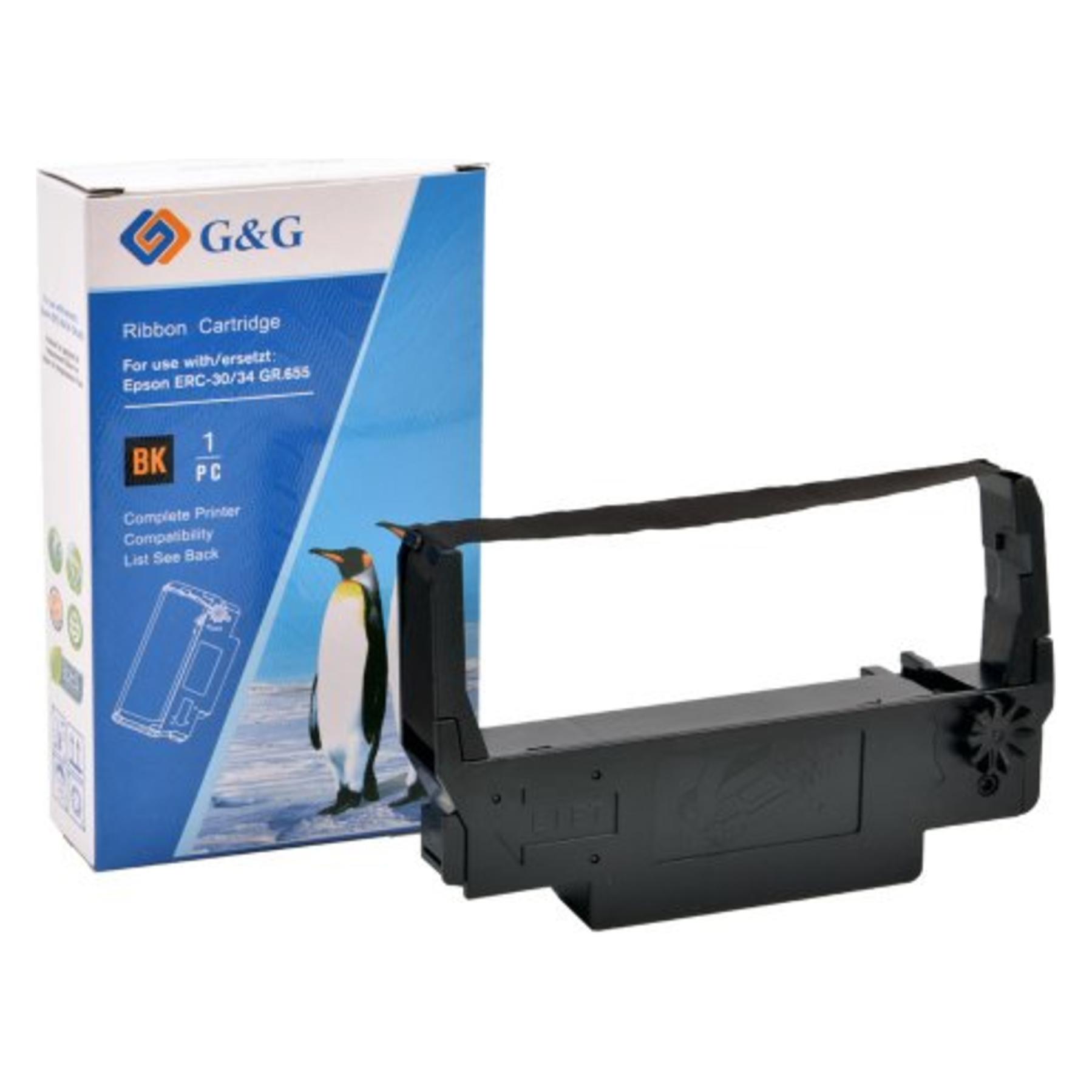 G&G RR-EP-ERC30-BK-W-5M schwarz Farbband kompatibel zu EPSON ERC30/ ERC38B/ C43S015374, 1 St. (RR-EP-ERC30-BK-W-5M)