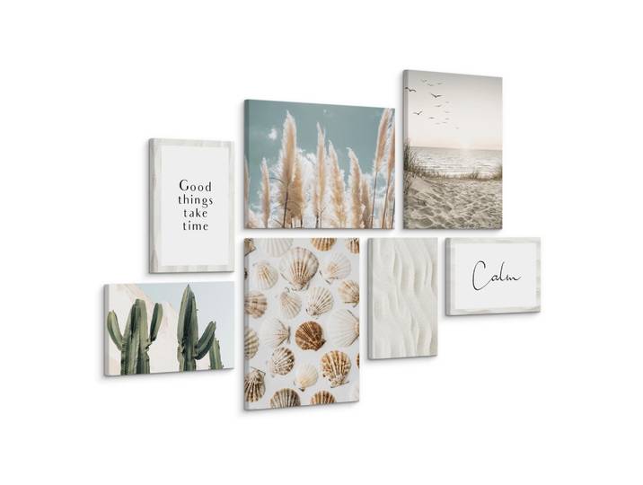 LEINWANDBILDER 7-er Set Strand Muscheln