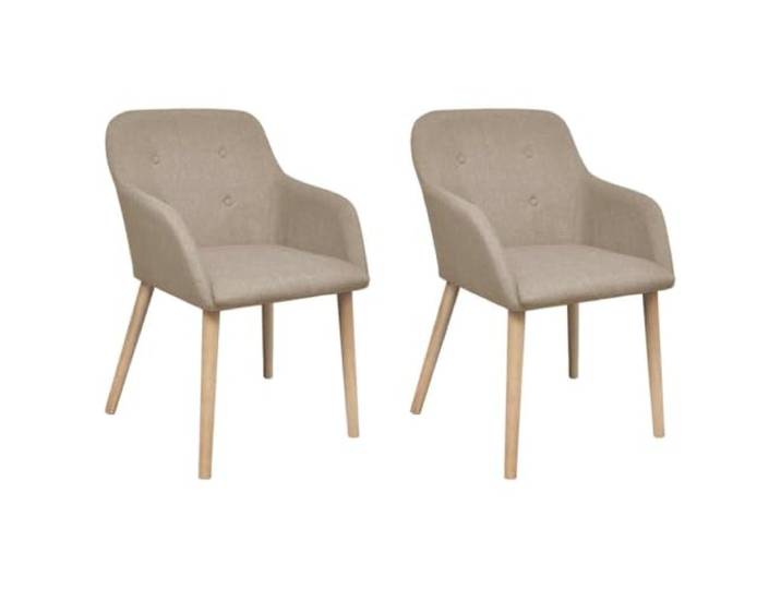 HGPOTUY 2 Beige Stoff Armlehnstühle Massivholz Eiche Dick Polsterung, Ergonomisches Design, Stabil, Für Esszimmer und Wohnzimmer
