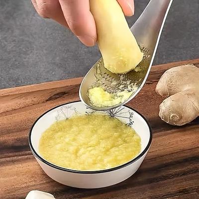Edelstahllöffel zum Zerstampfen von Ingwer und Knoblauch – manuelles Küchenwerkzeug für Matsch, leicht zu reinigen, langlebiges Design, effizientes Zerkleinern von Ingwer und Knoblauch, Ingwer- und
