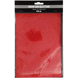 Creativ Company Opstrijkfolie Glitter Rood, A5, Applikationen, Rot