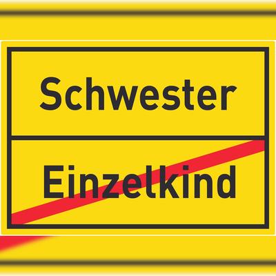 HB-Druck Schwester Einzelkind Aufkleber Ortsaufkleber A4 (210x297mm)