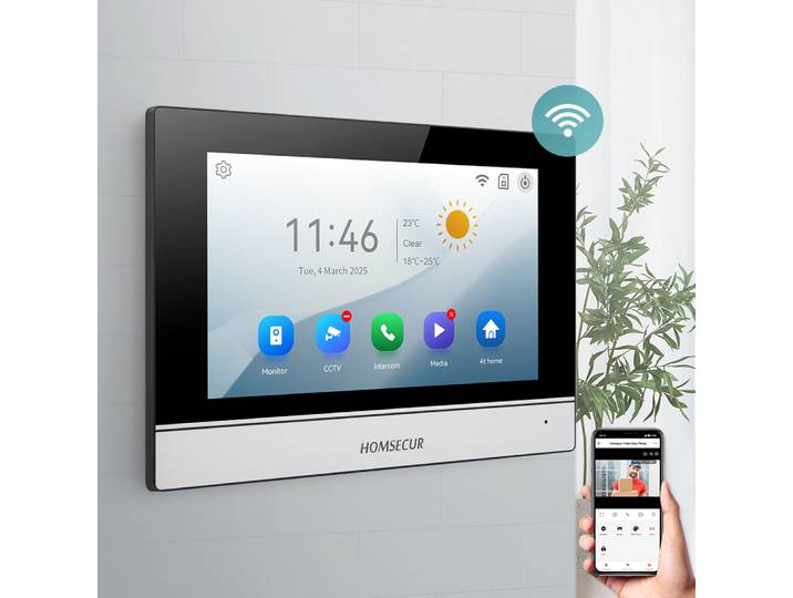 Moniteur intérieur HOMSECUR XM713H pour interphone vidéo WIFI, sonnette de porte, garantie de 5 ans