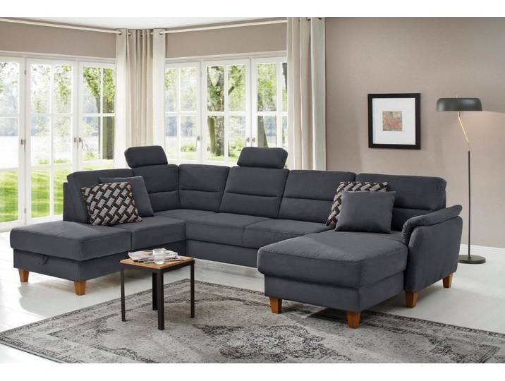 Home affaire Wohnlandschaft Palmera U-Form, B: 308 cm, große Stoff + Leder Auswahl, optional Schlaffunktion & Bettkasten, Federkern, XXL-Wohnlandschaft
