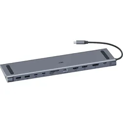 ISY IDO-1100 USB-C Multiport Docking Station + Power Delivery, Silber/Aluminium