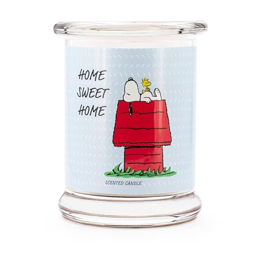 Peanuts Geurkaars Home Sweet Home in glas met frisse was geur