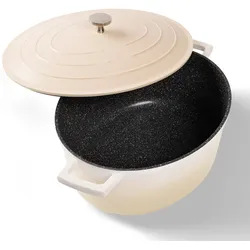 STONELINE Creme Gourmet Bräter 32x25 cm mit Deckel, Backofen und Induktion geeignet, Antihaft
