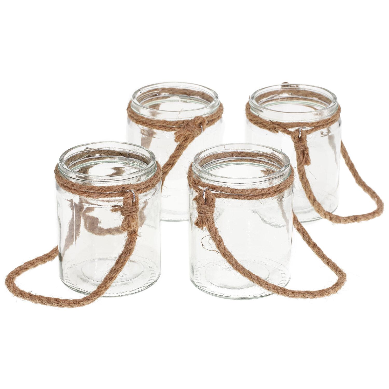 Glas-Windlichter, 12 cm, 9,5 cm Ø, 4 Stück