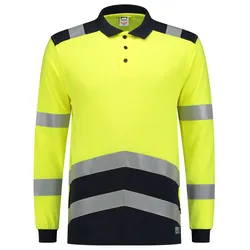 Multinorm Langarm Polo-Shirt "203003" Safety gelb/ink - 5XL