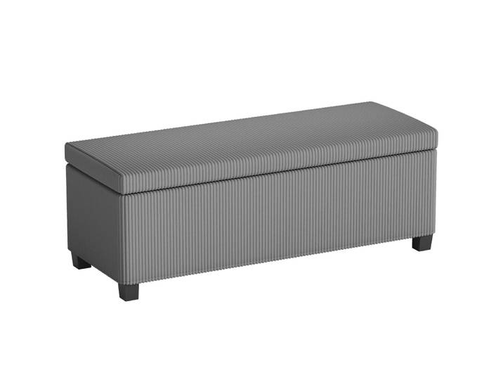 Banc de rangement pouf 84l velours côtelé gris