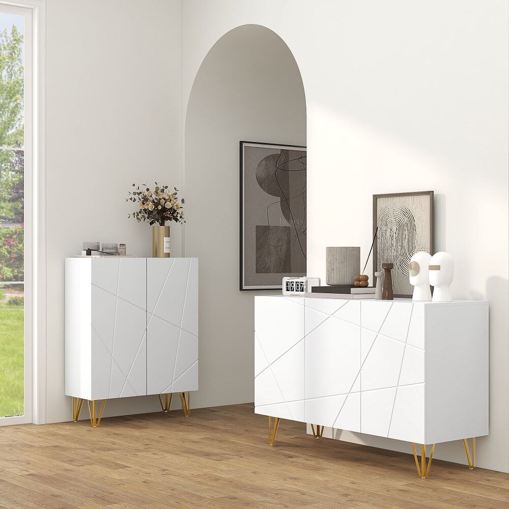 Homcom Aparador 120x40x75 cm blanco brillante