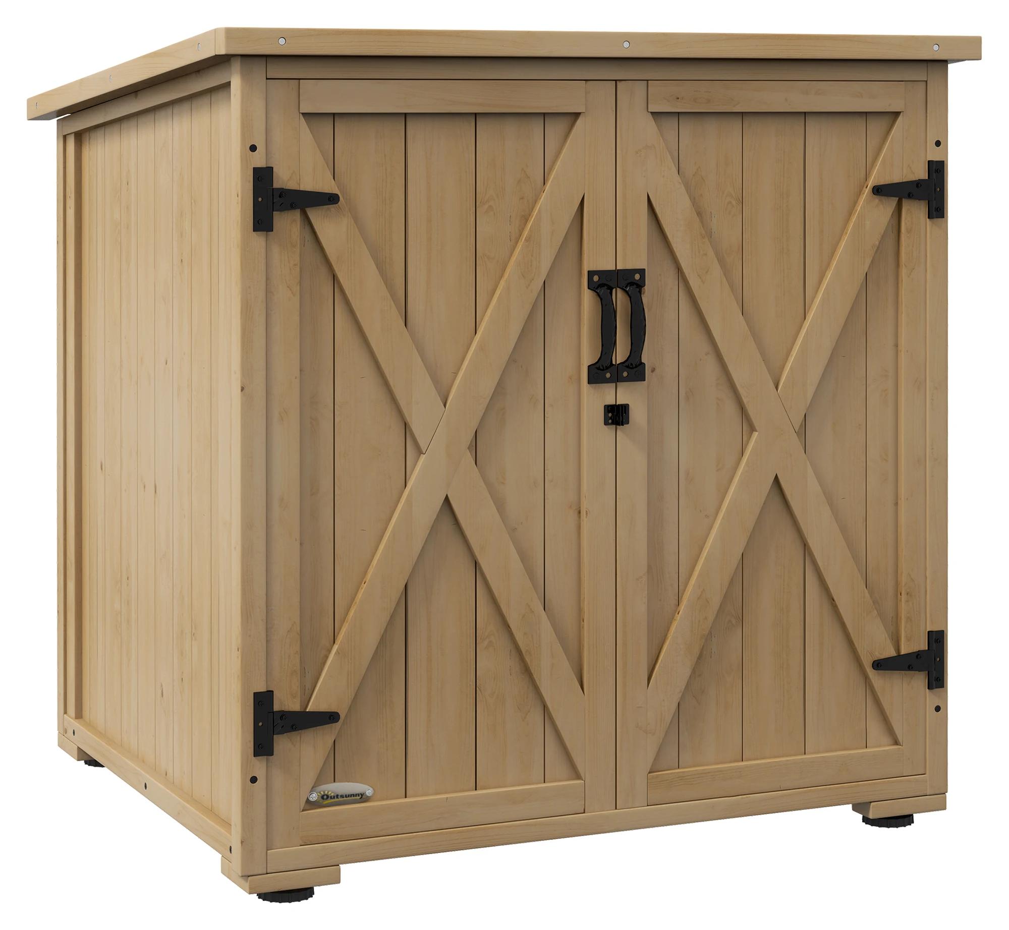 Gartenschrank - Aufbewahrungsschrank aus Kiefernholz - Doppeltür - Verstellbarer Einlegeboden - Bitumendach