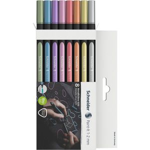 Schneider Metallic-Stifte Paint-It Metallicliner 020, farbig sortiert, Strichbreite 1-2mm, Rundspitze, 8 Stück