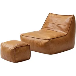 SESSEL Sitzsack & Hocker Set Tech-Leder Raupen-Design