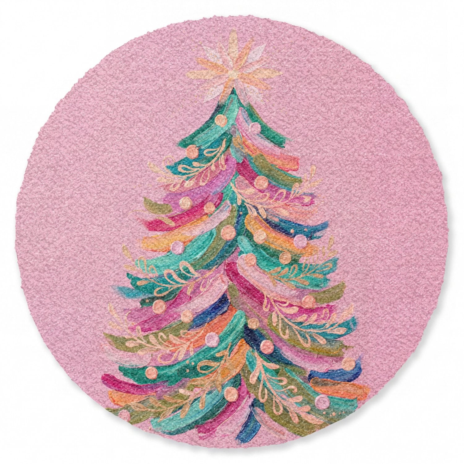 MuchoWow Ronde Deurmat Kerstboom Abstract Kleurrijk - Diameter: 90 cm