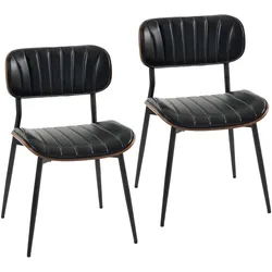 ESSZIMMERSTÜHLE 2er Set Kunstleder Formholz Schwarz
