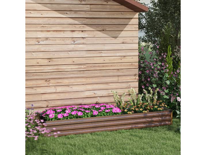 Outsunny Jardinière Surélevée 240x60x30cm Marron Intempéries