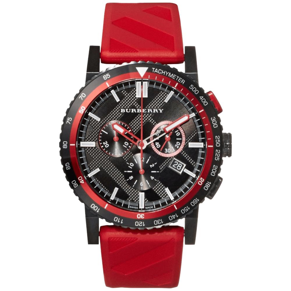 Burberry BU9805 Herren-Chronograph mit 42 mm rotem Armband